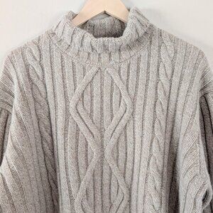 Banana Republic Gray Cable Knit Turtleneck Sweater